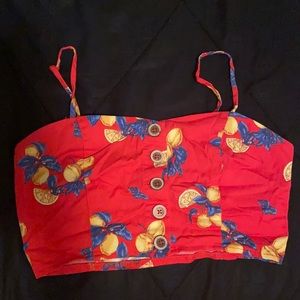 Forever 21 Lemon print summer crop top with buttons, Size Small worn twice,